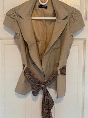 Tan Floral-Belted Women’s Suit